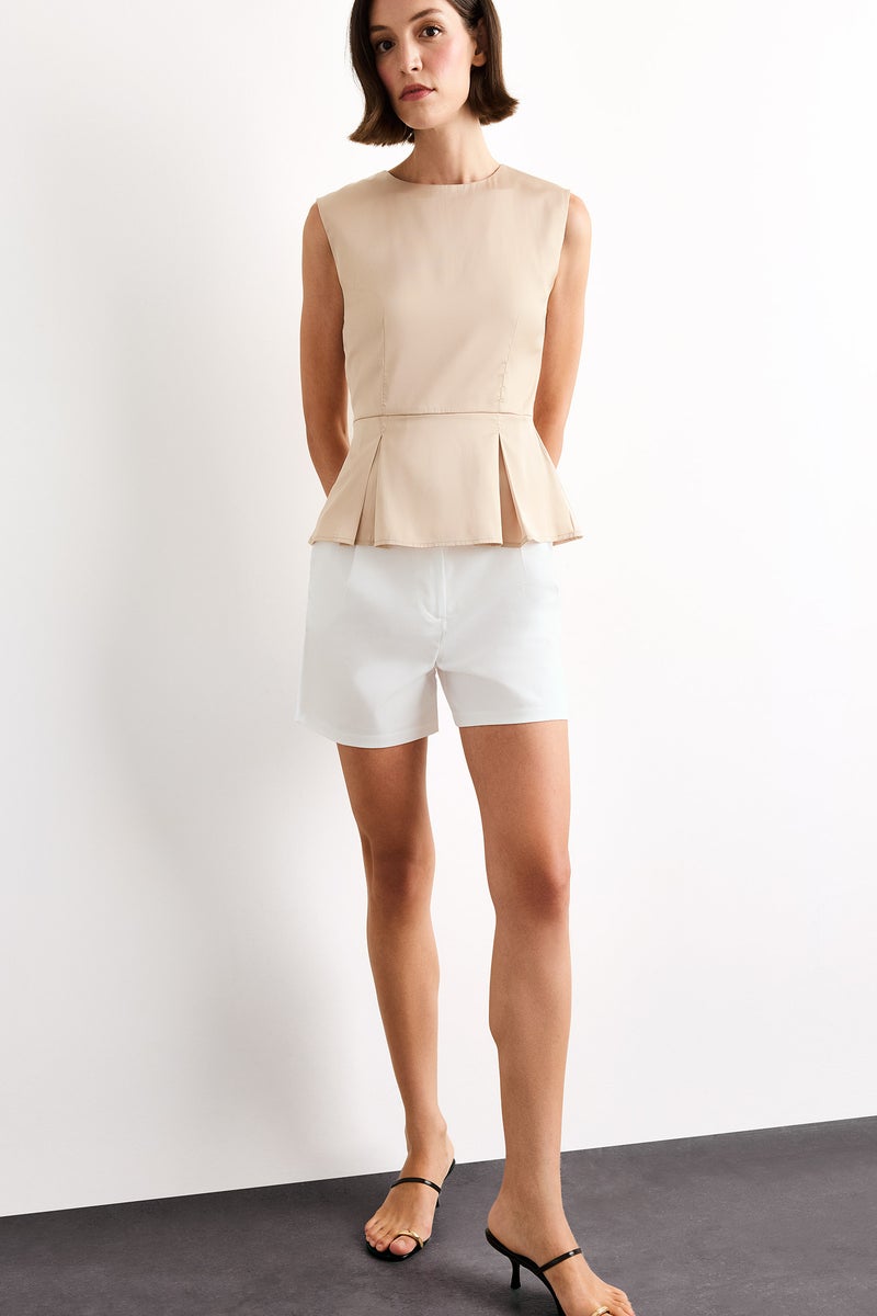 DeFacto White Woman Satin High Waist Short Leg Shorts Casual - Image 4